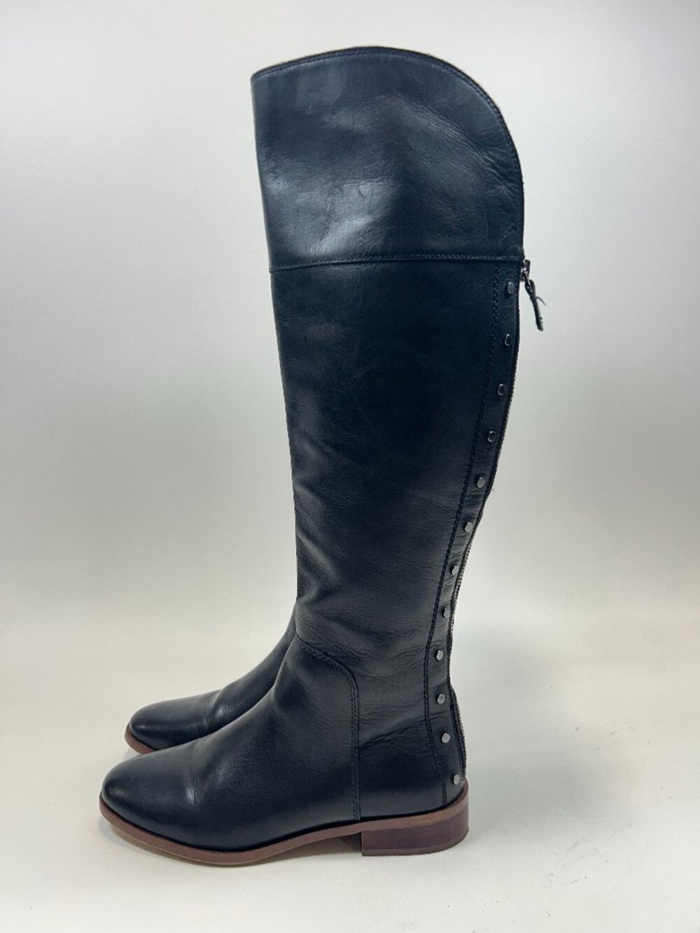 FRANCO SARTO Riding Boots 7M Leather Roxie Studded Riding Boots Black Equestrian